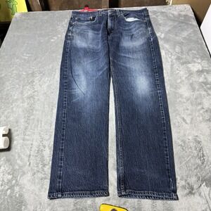Levis Blue Jeans Mens 505 Size 34x30 Denim Dark Rinse Wash Straight Leg Mid Rise